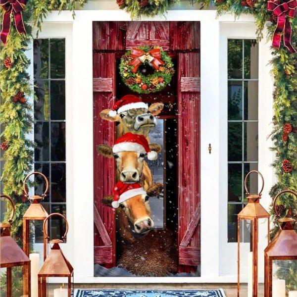 Christmas Door Cover, Funny Cow Christmas Door Cover, Xmas Door Covers, Christmas Door Coverings