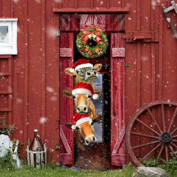 Christmas Door Cover, Funny Cow Christmas Door Cover, Xmas Door Covers, Christmas Door Coverings