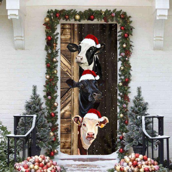 Christmas Door Cover, Funny Cow Merry Christmas Door Cover, Xmas Door Covers, Christmas Door Coverings