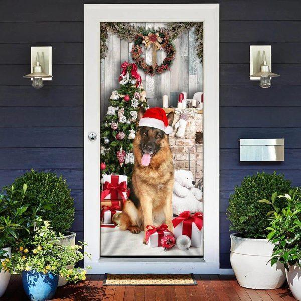 Christmas Door Cover, German Shepherd Christmas Door Cover