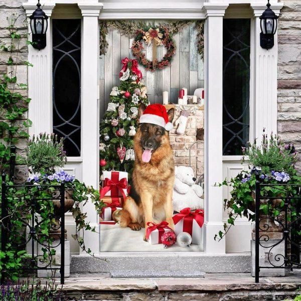 Christmas Door Cover, German Shepherd Christmas Door Cover