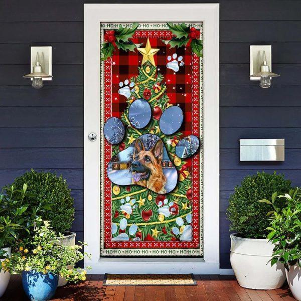 Christmas Door Cover, German Shepherd Dog Paw Christmas Door Cover