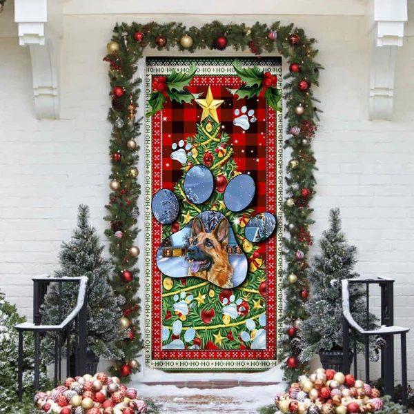 Christmas Door Cover, German Shepherd Dog Paw Christmas Door Cover