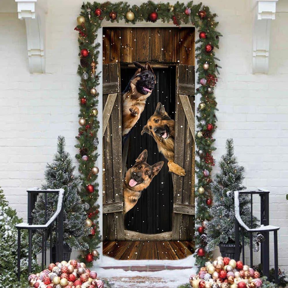 Christmas Door Cover, German Shepherd Happy Farmhouse Door Cover, Christmas Gift For Dog Lover Christmas Door Cover, German Shepherd Happy Farmhouse Door Cover, Christmas Gift For Dog Lover