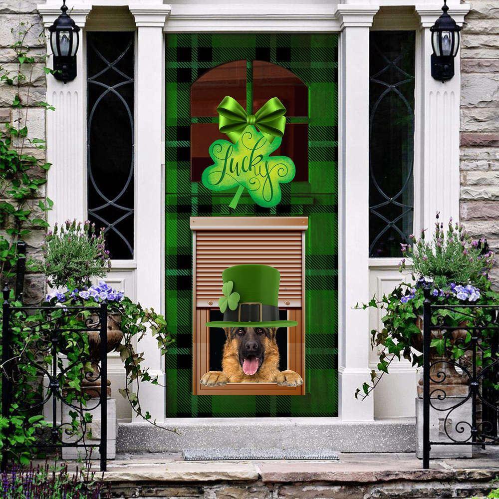 Christmas Door Cover, German Shepherd Lucky green Patrick’s shamrock Door cover, Christmas Gift For Dog Lover Christmas Door Cover, German Shepherd Lucky green Patrick’s shamrock Door cover, Christmas Gift For Dog Lover