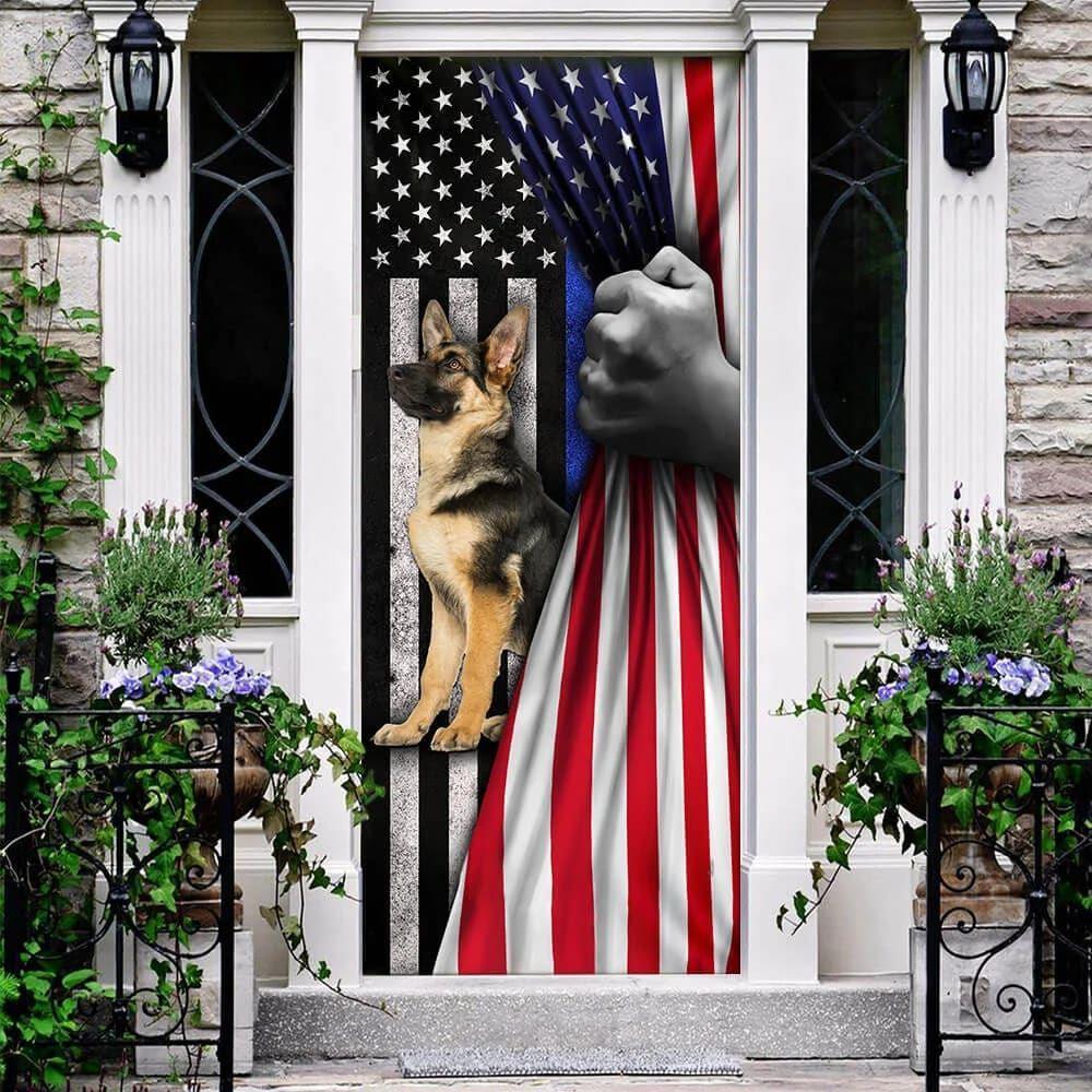 Christmas Door Cover, German Shepherd The Thin Blue Line Door Cover, Christmas Gift For Dog Lover Christmas Door Cover, German Shepherd The Thin Blue Line Door Cover, Christmas Gift For Dog Lover