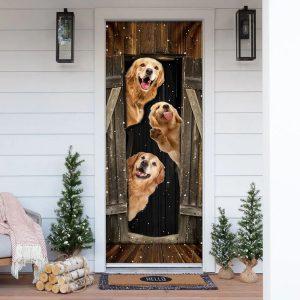 Christmas Door Cover, Golden Retriever Happy Farmhouse…