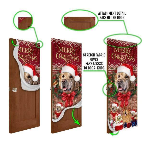 Christmas Door Cover, Golden Retriever Happy House Christmas Door Cover