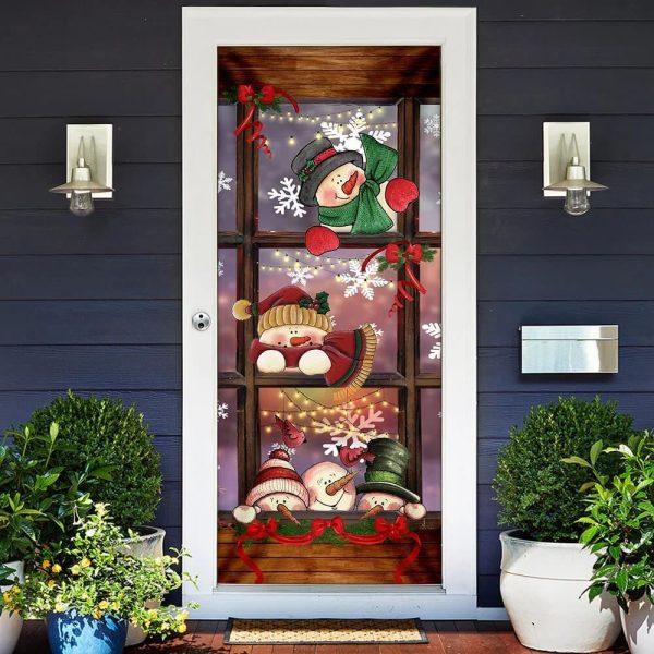 Christmas Door Cover, Happy Three Snowmen Door Cover, Xmas Door Covers, Christmas Door Coverings