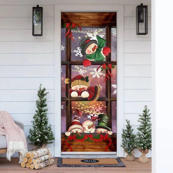Christmas Door Cover, Happy Three Snowmen Door Cover, Xmas Door Covers, Christmas Door Coverings
