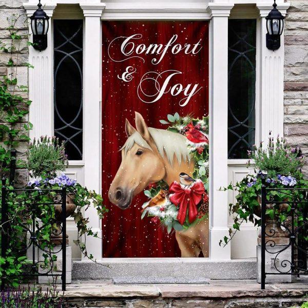 Christmas Door Cover, Horse Comfort And Joy Christmas Door Cover, Xmas Door Covers, Christmas Door Coverings