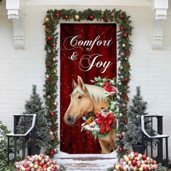 Christmas Door Cover, Horse Comfort And Joy Christmas Door Cover, Xmas Door Covers, Christmas Door Coverings