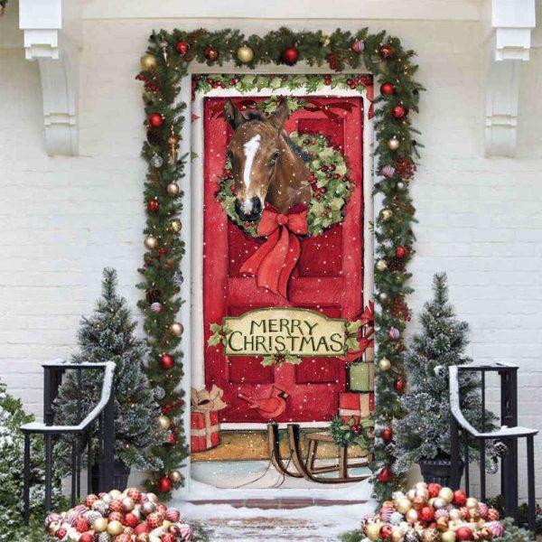 Christmas Door Cover, Horse Merry Christmas Door Cover Gift For Horse Lover Christmas Gift, Xmas Door Covers, Christmas Door Coverings