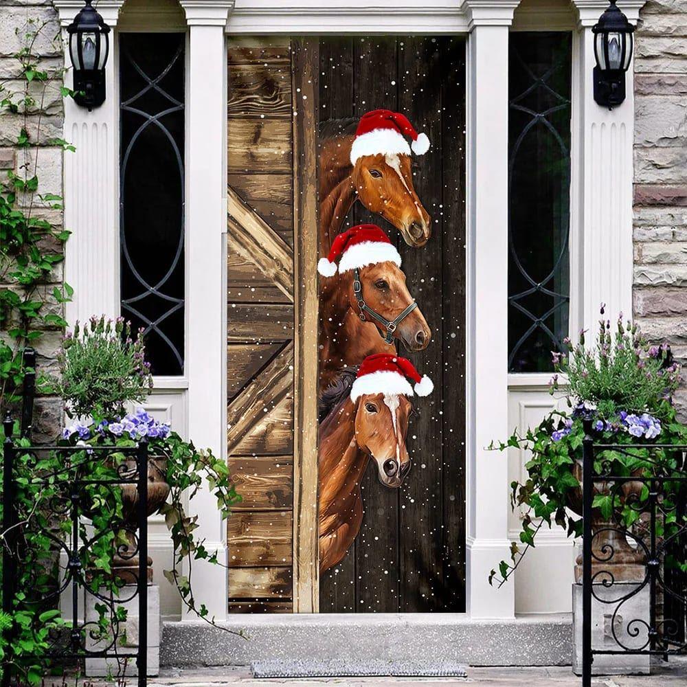 Christmas Door Cover, Horses Door Cover, Xmas Door Covers, Christmas Door Coverings