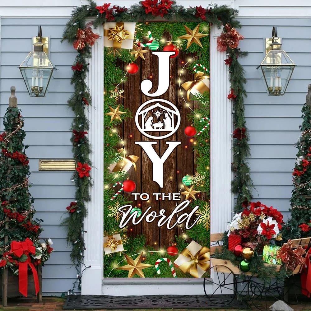 Christmas Door Cover, Joy To The World Christmas Door Cover