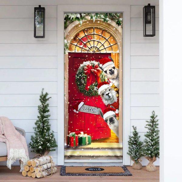 Christmas Door Cover, Llama Christmas Door Cover, Xmas Door Covers, Christmas Door Coverings