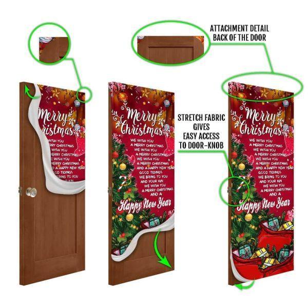Christmas Door Cover, Merry Christmas And Happy New Year Door Cover, Light Pray Door Cover