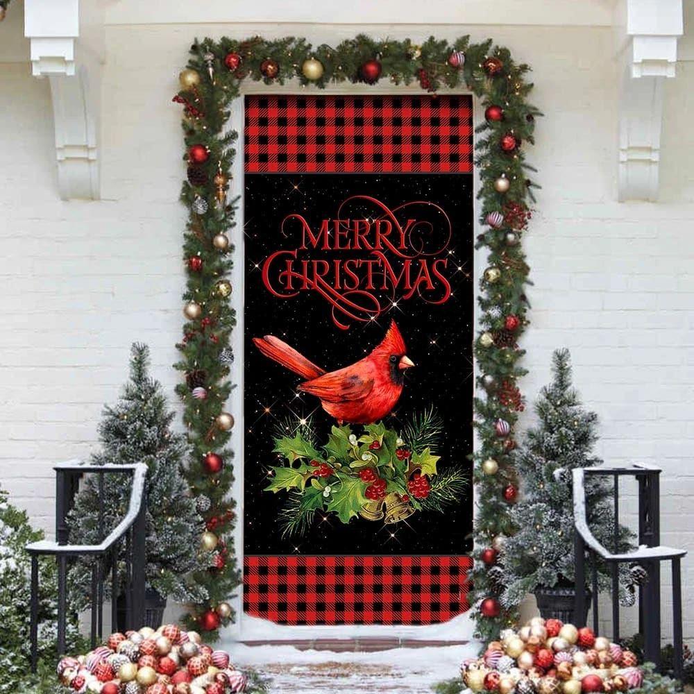 Christmas Door Cover, Merry Christmas Cardinal Door Cover, Xmas Door Covers, Christmas Door Coverings