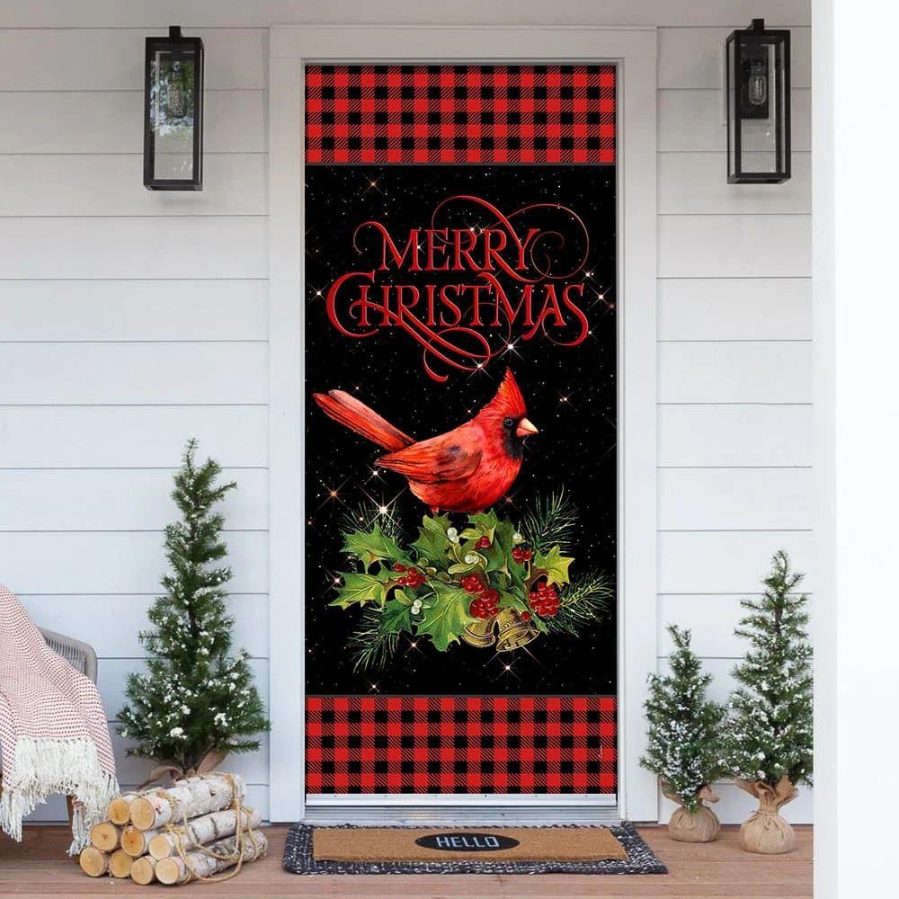 Christmas Door Cover, Merry Christmas Cardinal Door Cover, Xmas Door Covers, Christmas Door Coverings