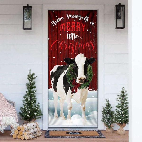 Christmas Door Cover, Merry Little Christmas Dairy Cow Door Cover, Xmas Door Covers, Christmas Door Coverings
