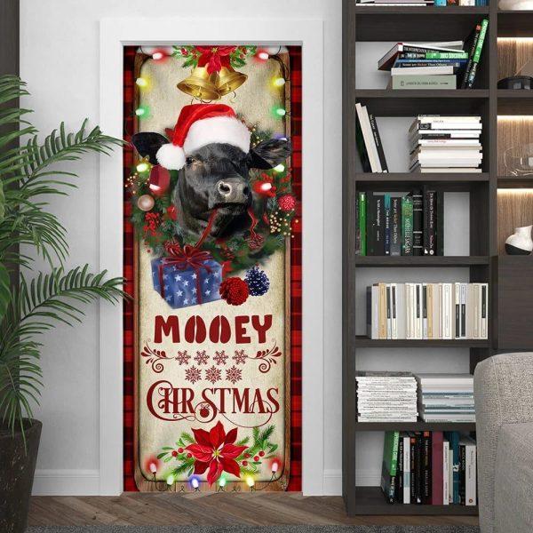 Christmas Door Cover, Mooey Christmas Cattle Farm Door Cover, Xmas Door Covers, Christmas Door Coverings