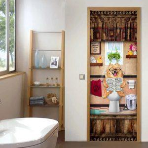 Christmas Door Cover Pomeranian Puppy Sitting On A Toilet Door Cover Christmas Gift For Dog Lover 3 hn7ku5.jpg