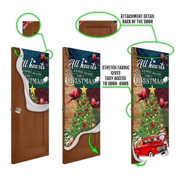 Christmas Door Cover, Red Truck Christmas Door Cover, All Hearts Come Home For Christmas Door Cover