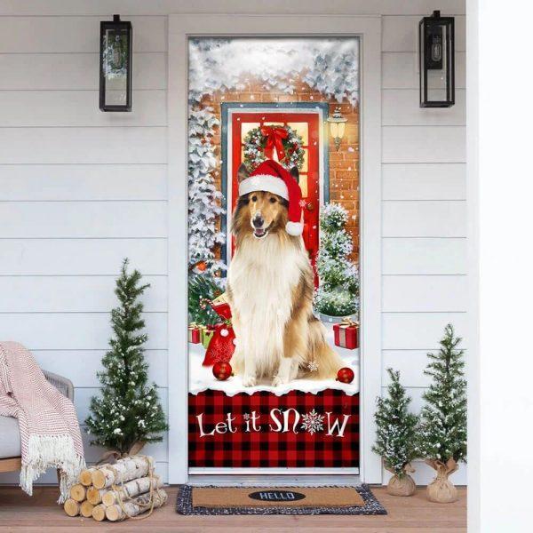 Christmas Door Cover, Rough Collie Mery Christmas Door Cover