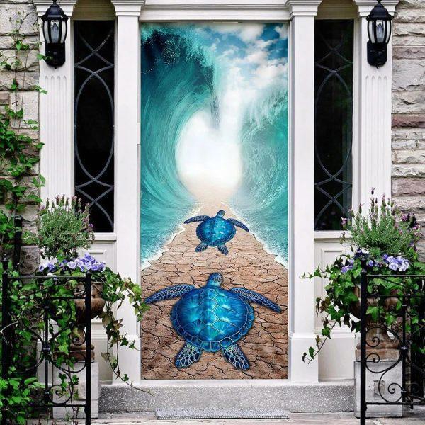 Christmas Door Cover, Sea Turtle Door Cover, Unique Gifts Doorcover, Christmas Gift For Friends