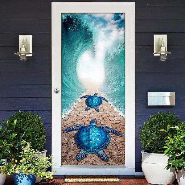 Christmas Door Cover, Sea Turtle Door Cover, Unique Gifts Doorcover, Christmas Gift For Friends