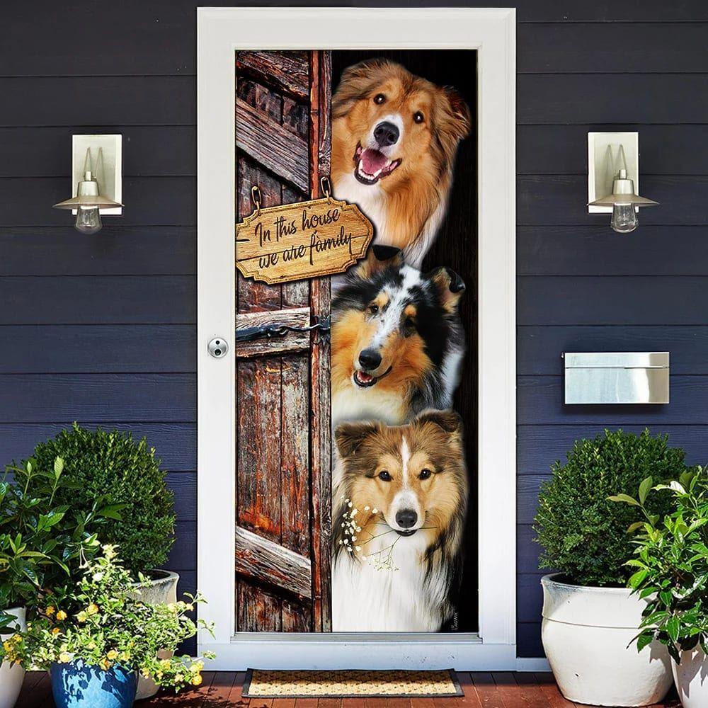 Christmas Door Cover, ShetlAnd Sheepdog, Sheltie Door Cover, Christmas Gift For Dog Lover