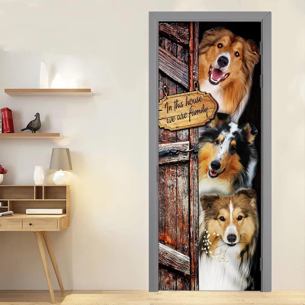Christmas Door Cover, ShetlAnd Sheepdog, Sheltie Door Cover, Christmas Gift For Dog Lover