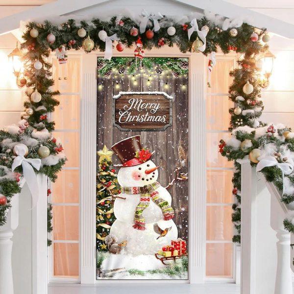 Christmas Door Cover, Snowman Merry Christmas Door Cover