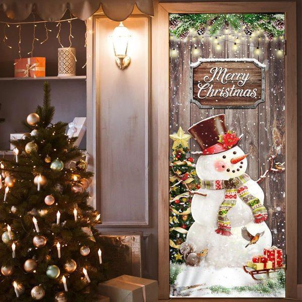 Christmas Door Cover, Snowman Merry Christmas Door Cover