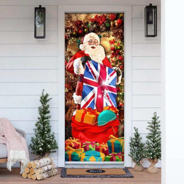 Christmas Door Cover, UK Christmas Santa Laughing Door Cover