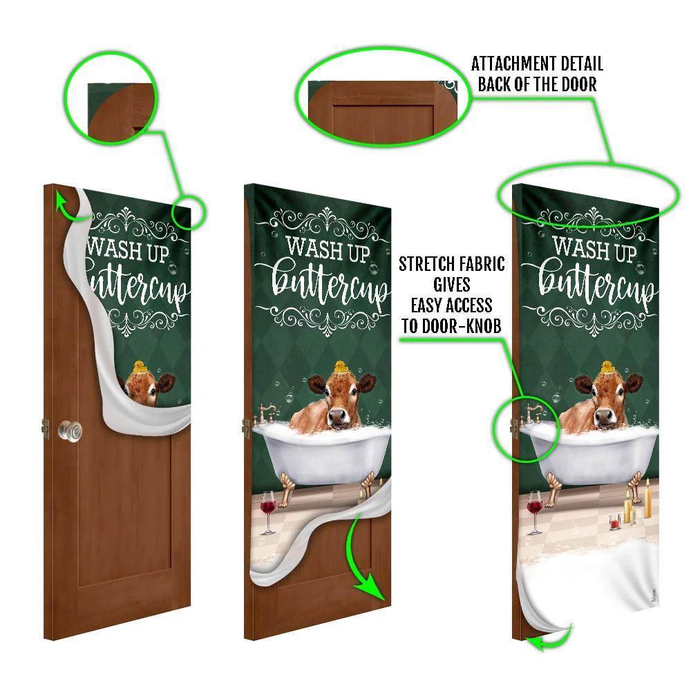 Christmas Door Cover, Wash Up Buttercup Cow Door Cover, Christmas Gift For Dog Lover