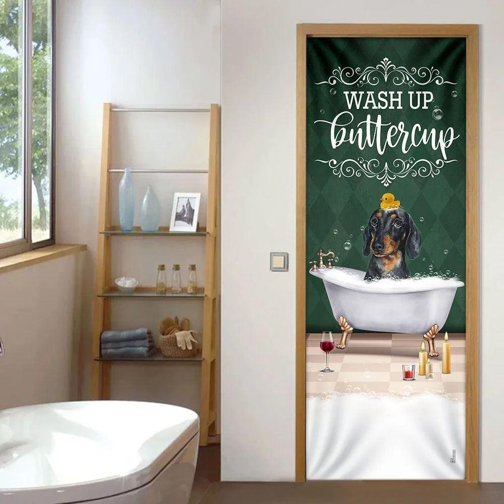 Christmas Door Cover, Wash Up Buttercup Dachshund Door Cover, Christmas Gift For Dog Lover