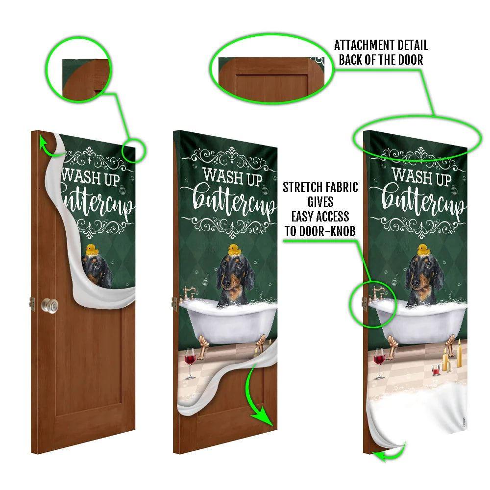Christmas Door Cover, Wash Up Buttercup Dachshund Door Cover, Christmas Gift For Dog Lover