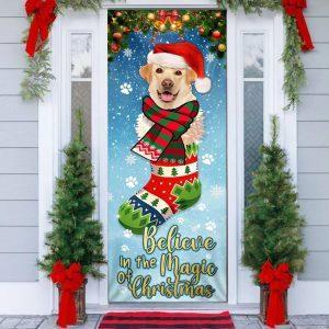 Christmas Door Cover Yellow Lab In Sock Door Cover Believe In The Magic Of Christmas Labrador Retriever 1 ruwlad.jpg