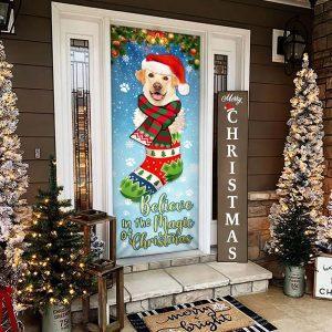 Christmas Door Cover Yellow Lab In Sock Door Cover Believe In The Magic Of Christmas Labrador Retriever 2 mnk5fw.jpg