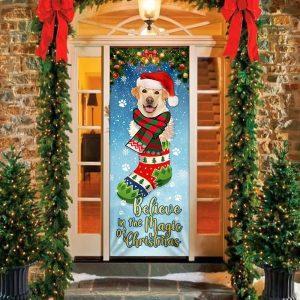 Christmas Door Cover Yellow Lab In Sock Door Cover Believe In The Magic Of Christmas Labrador Retriever 4 cwtdai.jpg