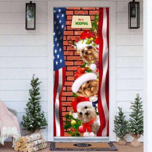 Christmas Door Cover, Yorkie Merry Woofmas Door…