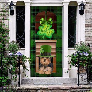 Christmas Door Cover, Yorkshire Terrier Lucky green…