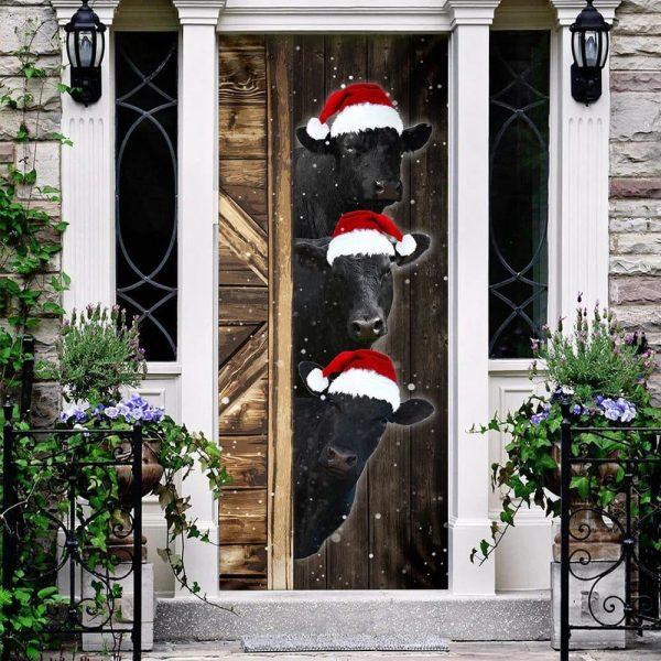 Christmas Farm Decor, Angus Cattle Door Cover, Unique Gifts Doorcover, Housewarming Gifts