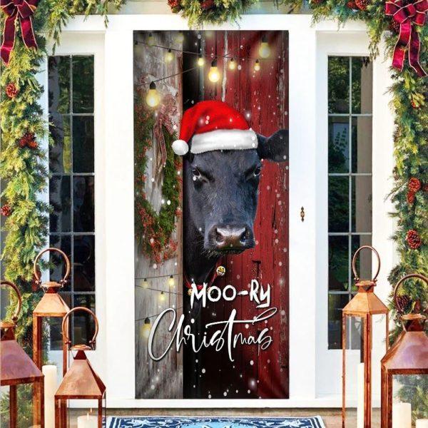Christmas Farm Decor, Angus Moory Christmas Door Cover, Front Door Christmas Cover
