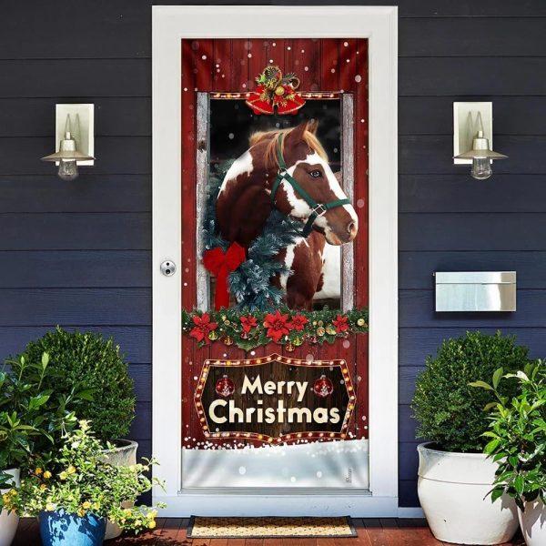Christmas Farm Decor, Beautiful Christmas Horse Door Cover, Christmas Horse Decor