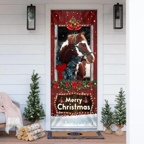 Christmas Farm Decor, Beautiful Christmas Horse Door Cover, Christmas Horse Decor