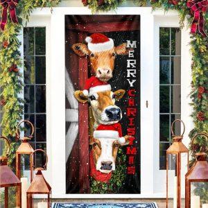 Christmas Farm Decor Cattle Cow Merry Christmas Door Cover Front Door Christmas Cover 2 clv3kv.jpg