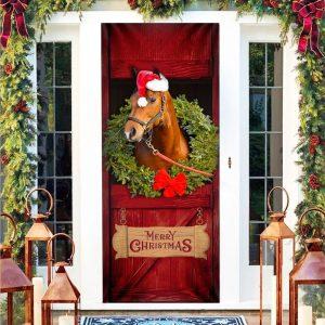 Christmas Farm Decor Christmas Horse Door Cover Merry Christmas Horse In Stable Door Cover 2 dcfiur.jpg