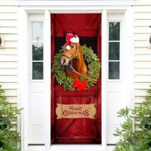 Christmas Farm Decor Christmas Horse Door Cover Merry Christmas Horse In Stable Door Cover 3 cmfnjv.jpg